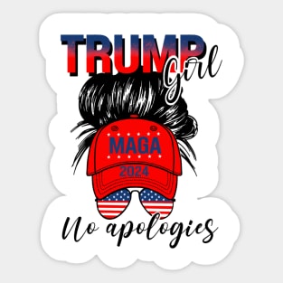 Trump Girl No Apologies Patriotic American Flag Sticker